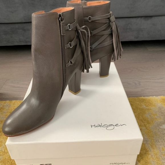 HALOGEN Grey Leather Booties - Size 7 and 7.5 (Read description) - Picture 1 of 5